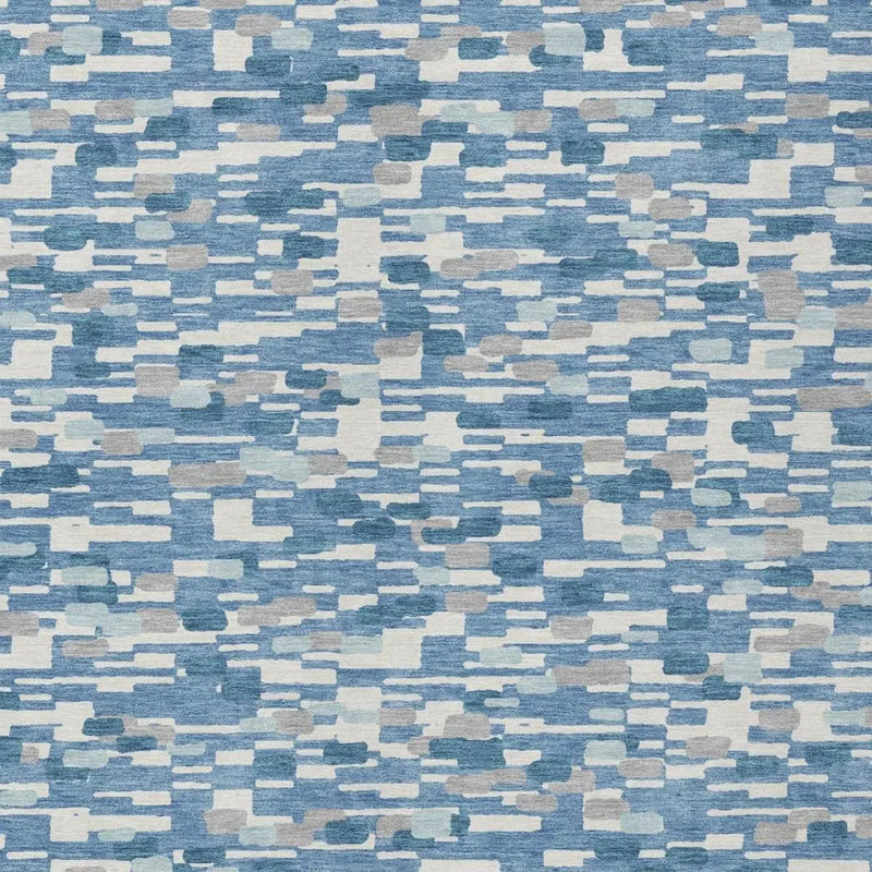 9' X 12' Denim Blue And Blue Geometric Washable Indoor Outdoor Area Rug Homeroots Outdoor