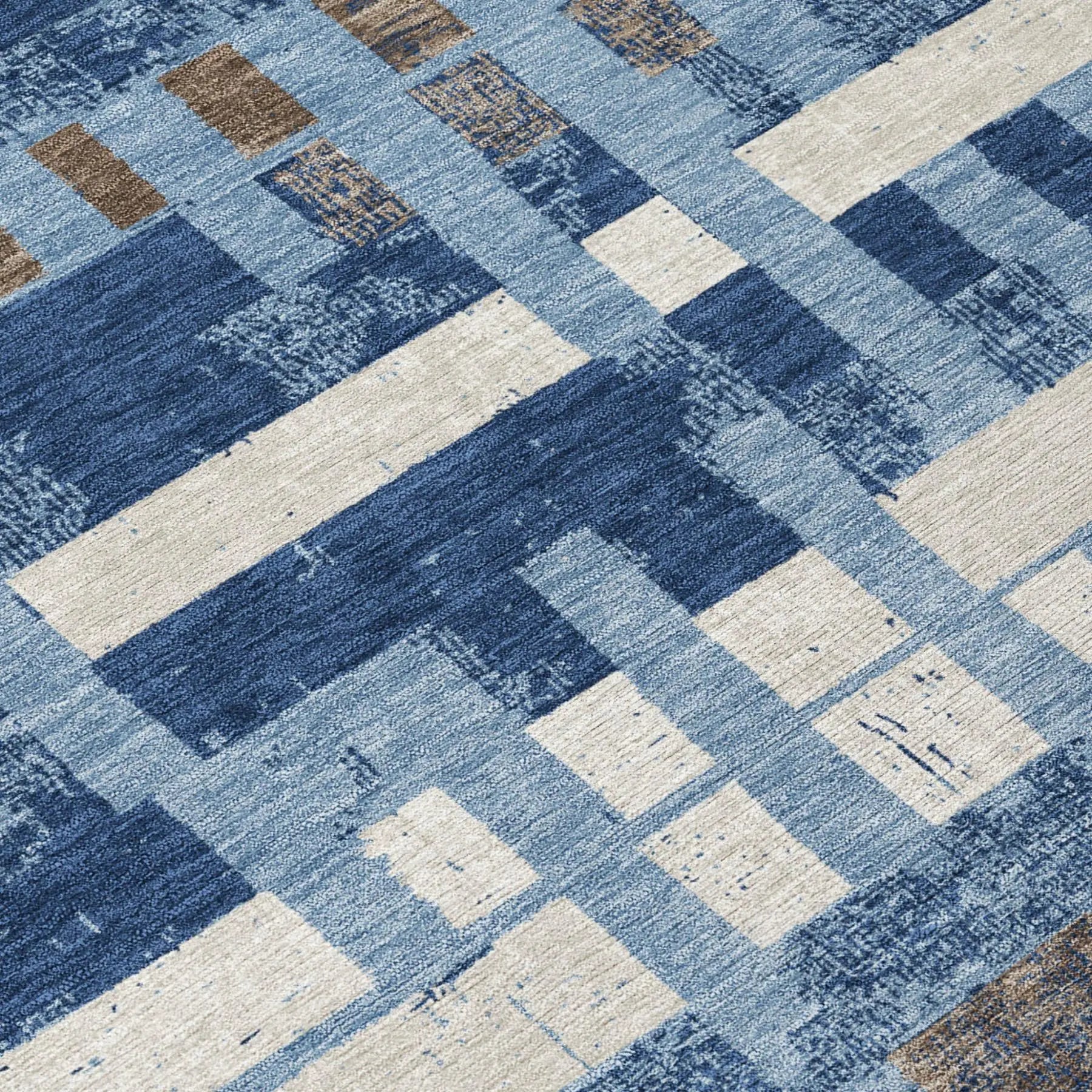 9' X 12' Denim Blue And Blue Striped Washable Indoor Outdoor Area Rug Homeroots Outdoor