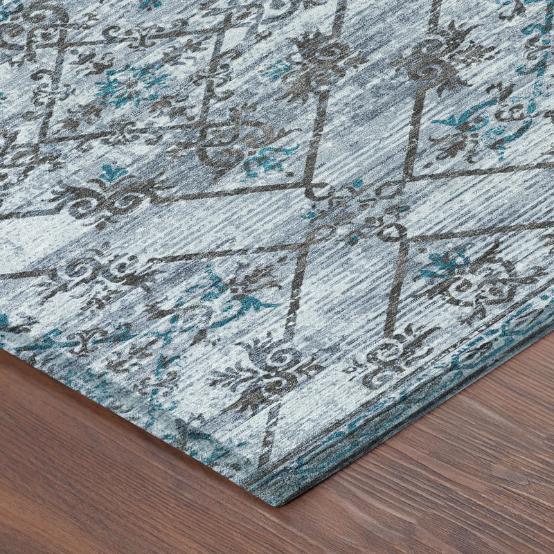 9' X 12' Denim Blue And Ivory Geometric Washable Indoor Outdoor Area Rug Homeroots Outdoor