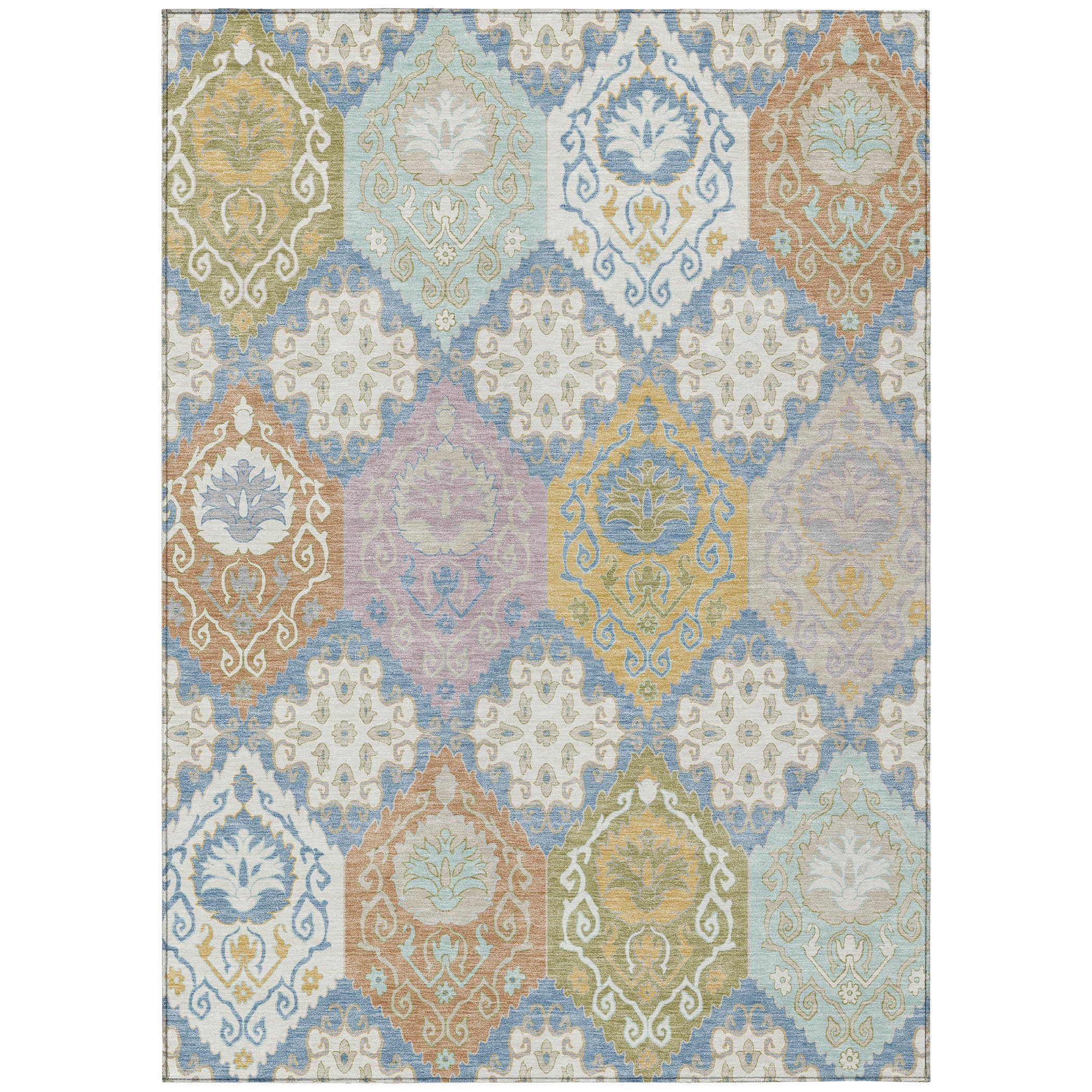 9' X 12' Denim Blue And Ivory Geometric Washable Indoor Outdoor Area Rug Homeroots Outdoor