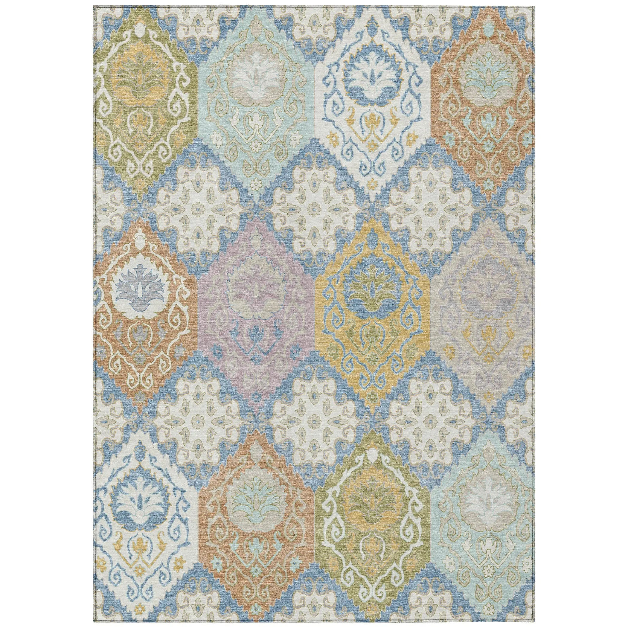 9' X 12' Denim Blue And Ivory Geometric Washable Indoor Outdoor Area Rug Homeroots Outdoor