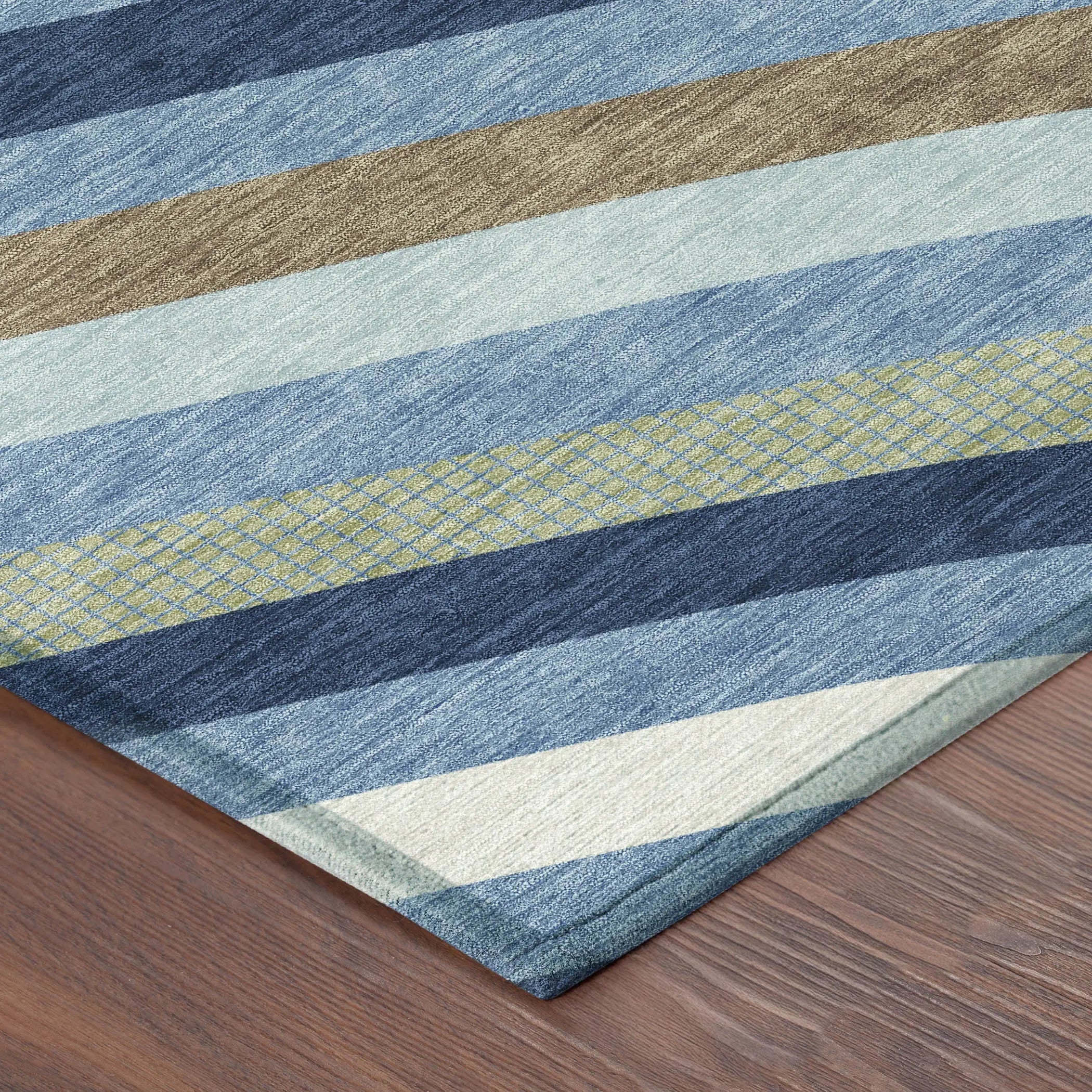 9' X 12' Denim Blue And Navy Blue Abstract Washable Indoor Outdoor Area Rug Homeroots Outdoor