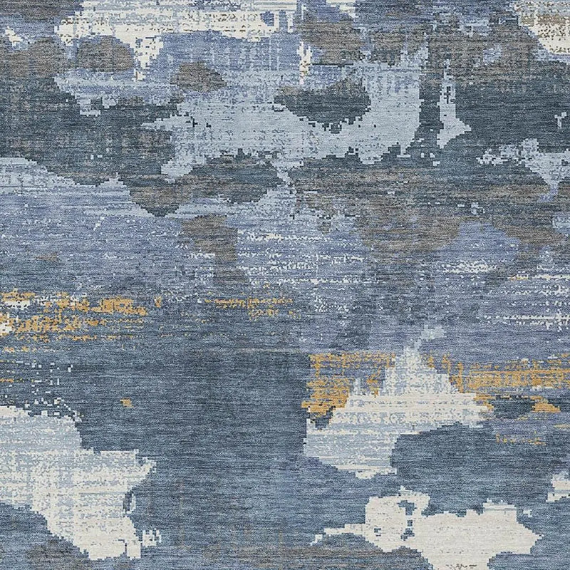 9' X 12' Denim Blue And Sky Blue Abstract Washable Indoor Outdoor Area Rug Homeroots Outdoor