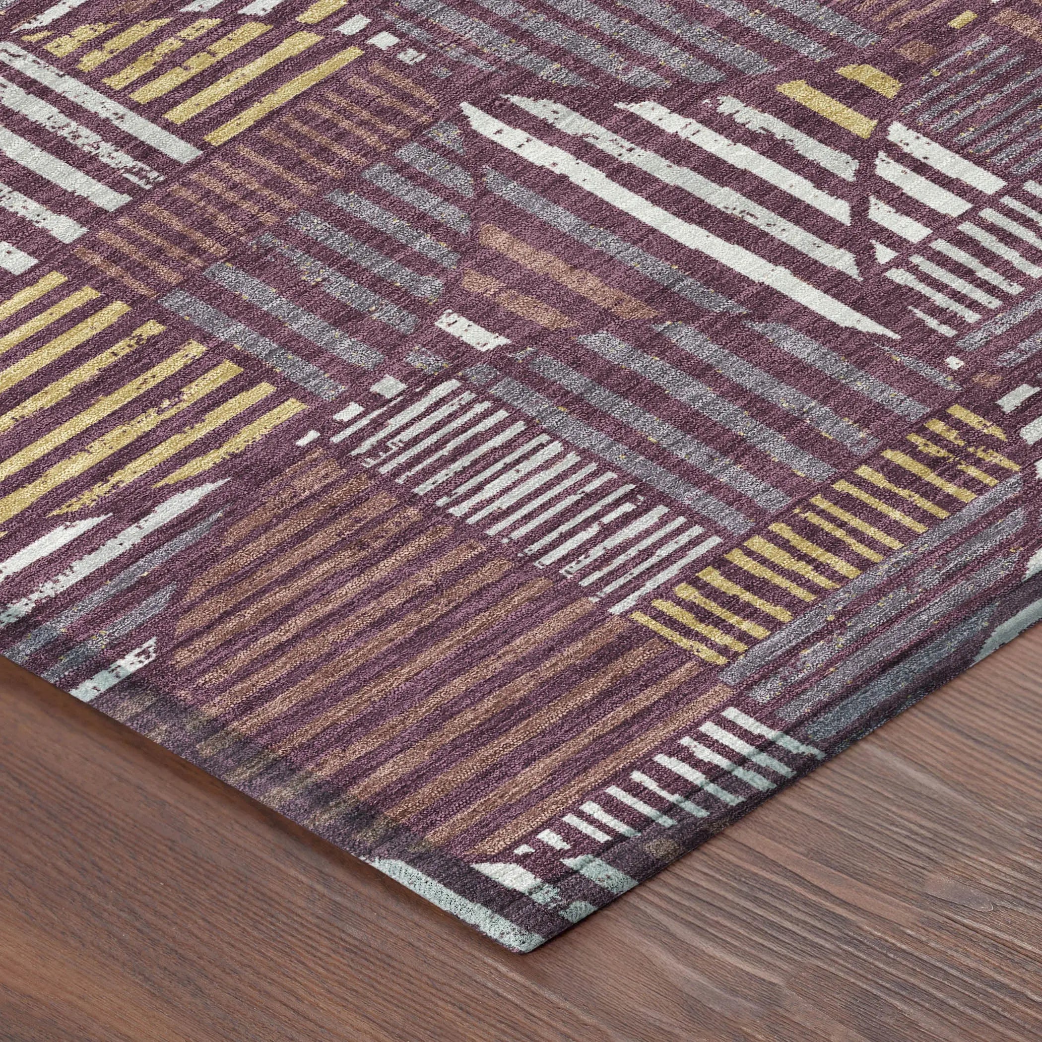 9' X 12' Eggplant And Brown Geometric Washable Indoor Outdoor Area Rug Homeroots Outdoor