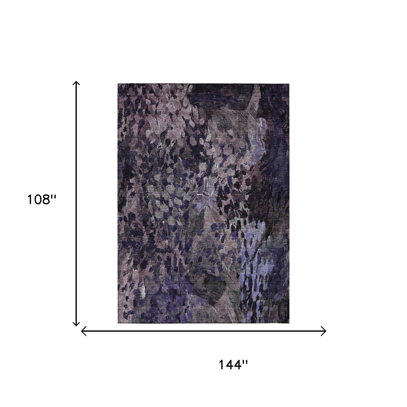 9' X 12' Eggplant And Purple Abstract Washable Indoor Outdoor Area Rug Homeroots Outdoor