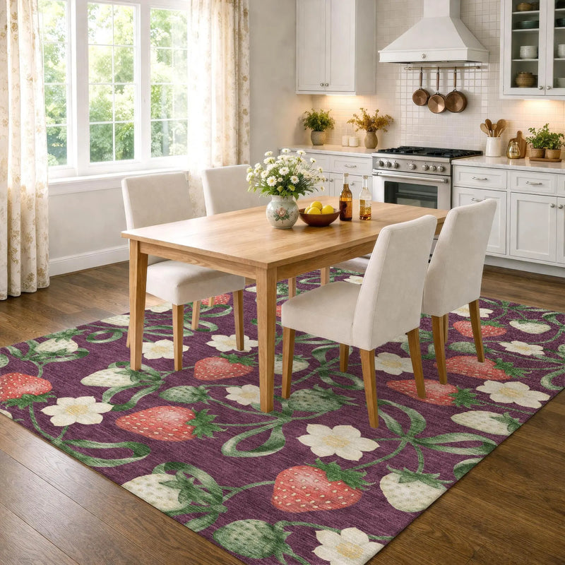 9' X 12' Eggplant And Purple Floral Washable Indoor Outdoor Area Rug Homeroots Outdoor