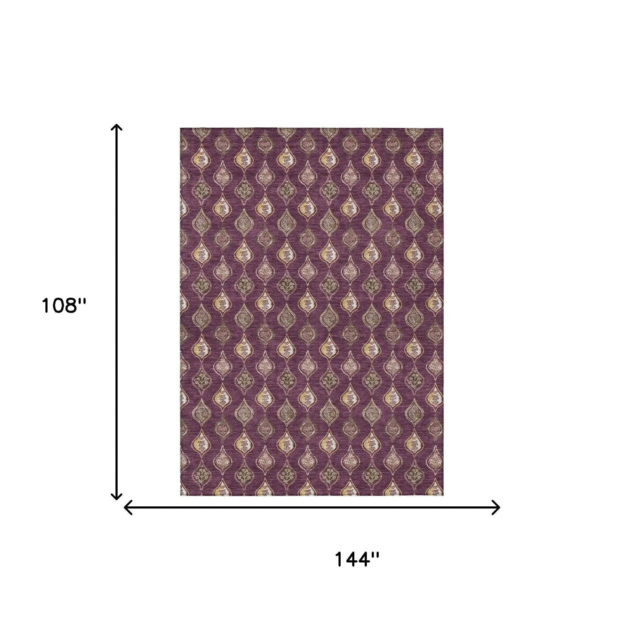 9' X 12' Eggplant And Purple Floral Washable Indoor Outdoor Area Rug Homeroots Outdoor