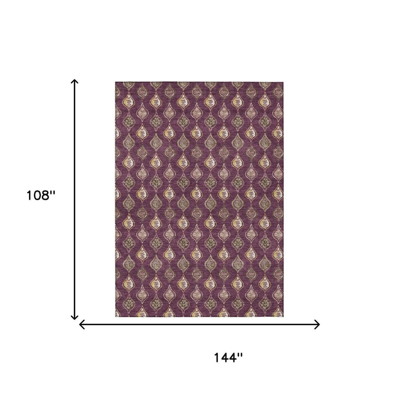 9' X 12' Eggplant And Purple Floral Washable Indoor Outdoor Area Rug Homeroots Outdoor