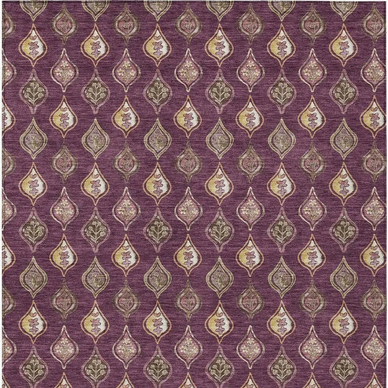 9' X 12' Eggplant And Purple Floral Washable Indoor Outdoor Area Rug Homeroots Outdoor