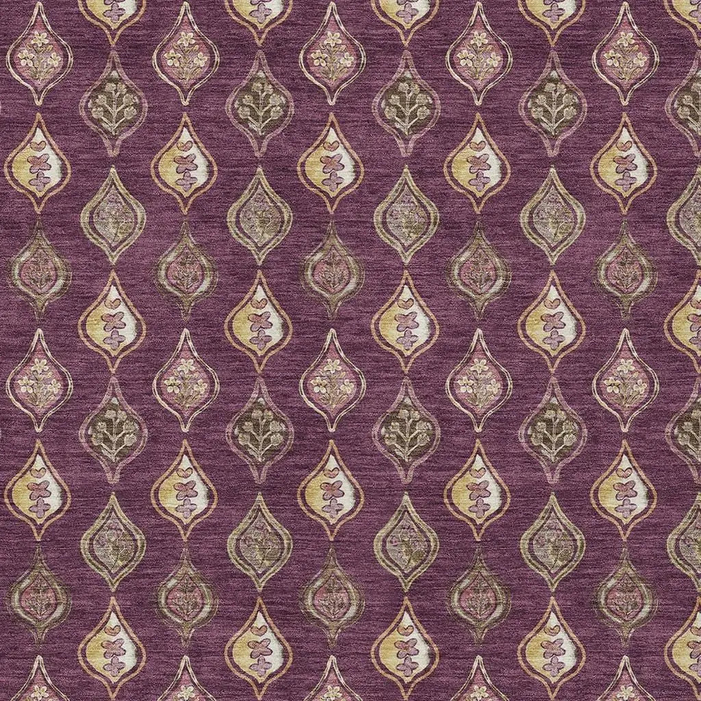 9' X 12' Eggplant And Purple Floral Washable Indoor Outdoor Area Rug Homeroots Outdoor