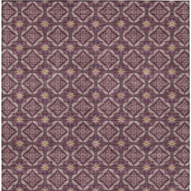 9' X 12' Eggplant And Purple Geometric Washable Indoor Outdoor Area Rug Homeroots Outdoor