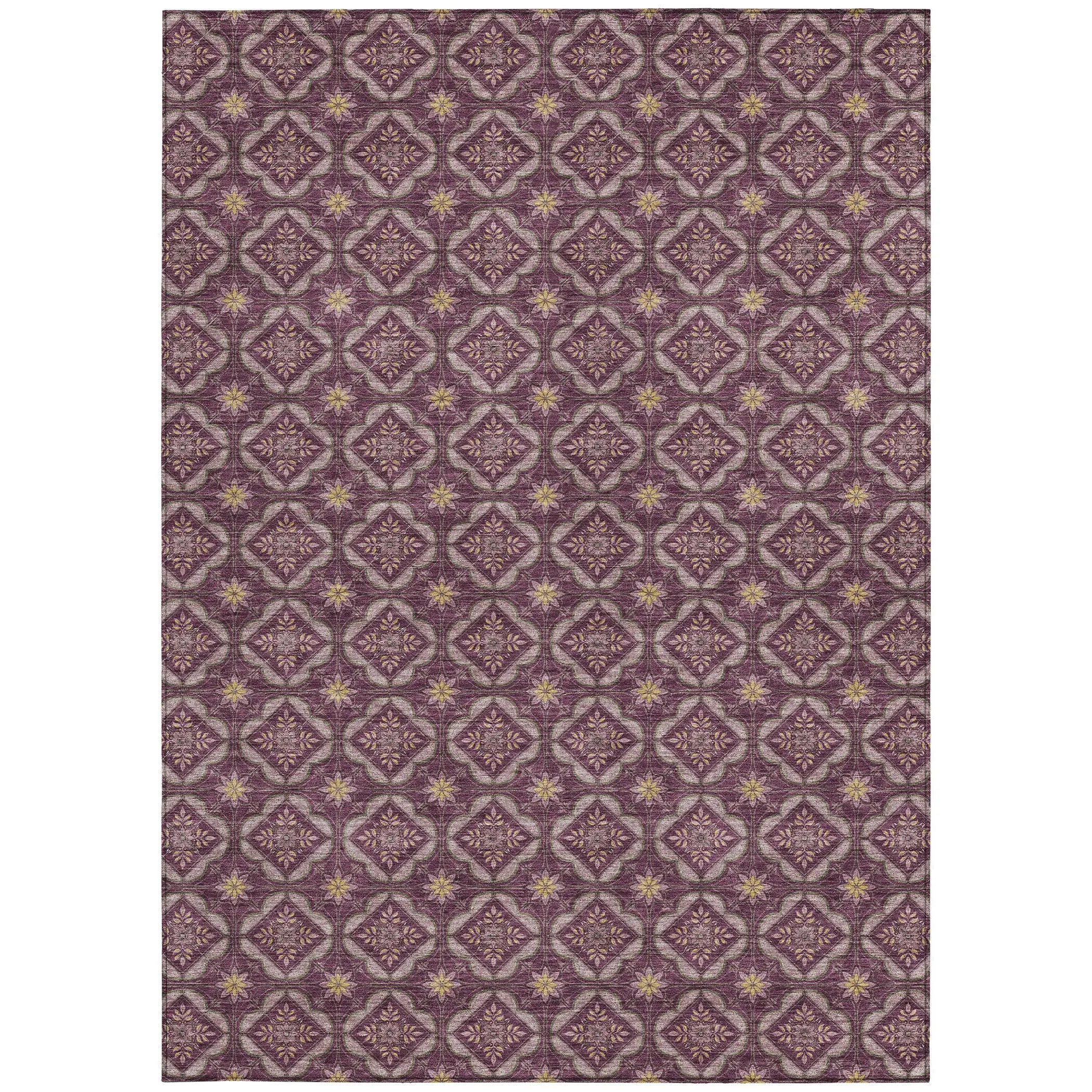 9' X 12' Eggplant And Purple Geometric Washable Indoor Outdoor Area Rug Homeroots Outdoor