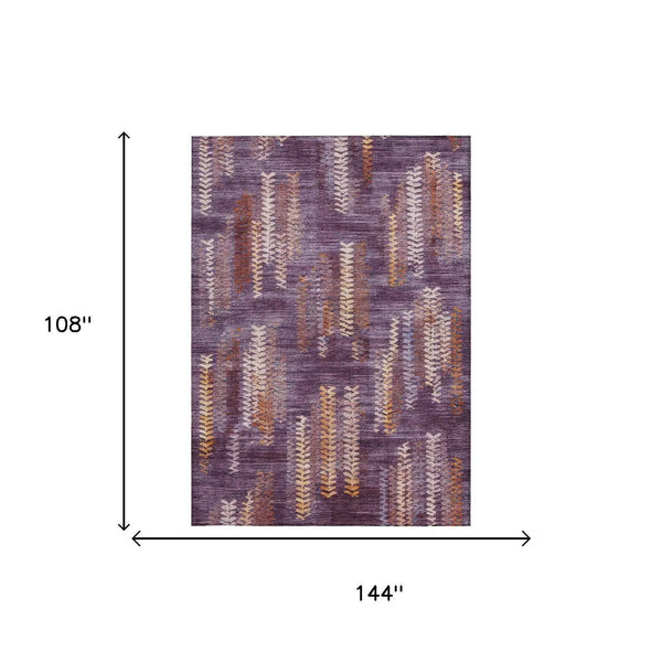 9' X 12' Eggplant And Purple Striped Washable Indoor Outdoor Area Rug Homeroots Outdoor
