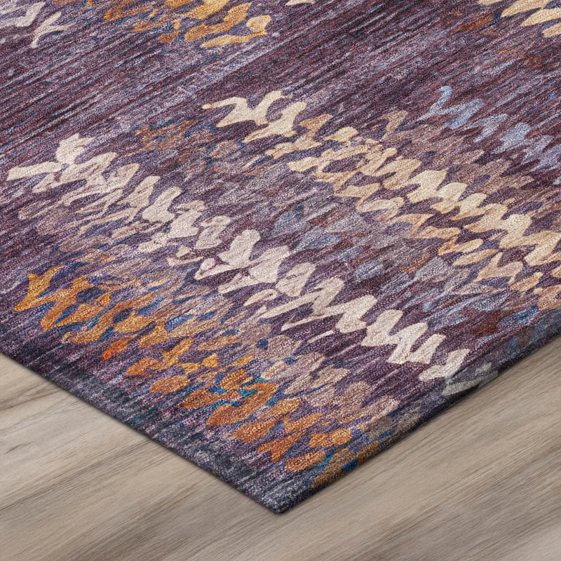 9' X 12' Eggplant And Purple Striped Washable Indoor Outdoor Area Rug Homeroots Outdoor