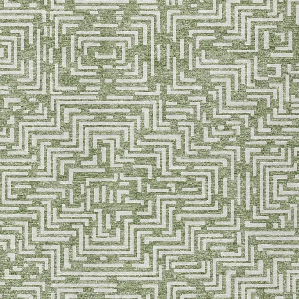 9' X 12' Fern Green And Copper Geometric Washable Indoor Outdoor Area Rug Homeroots Outdoor
