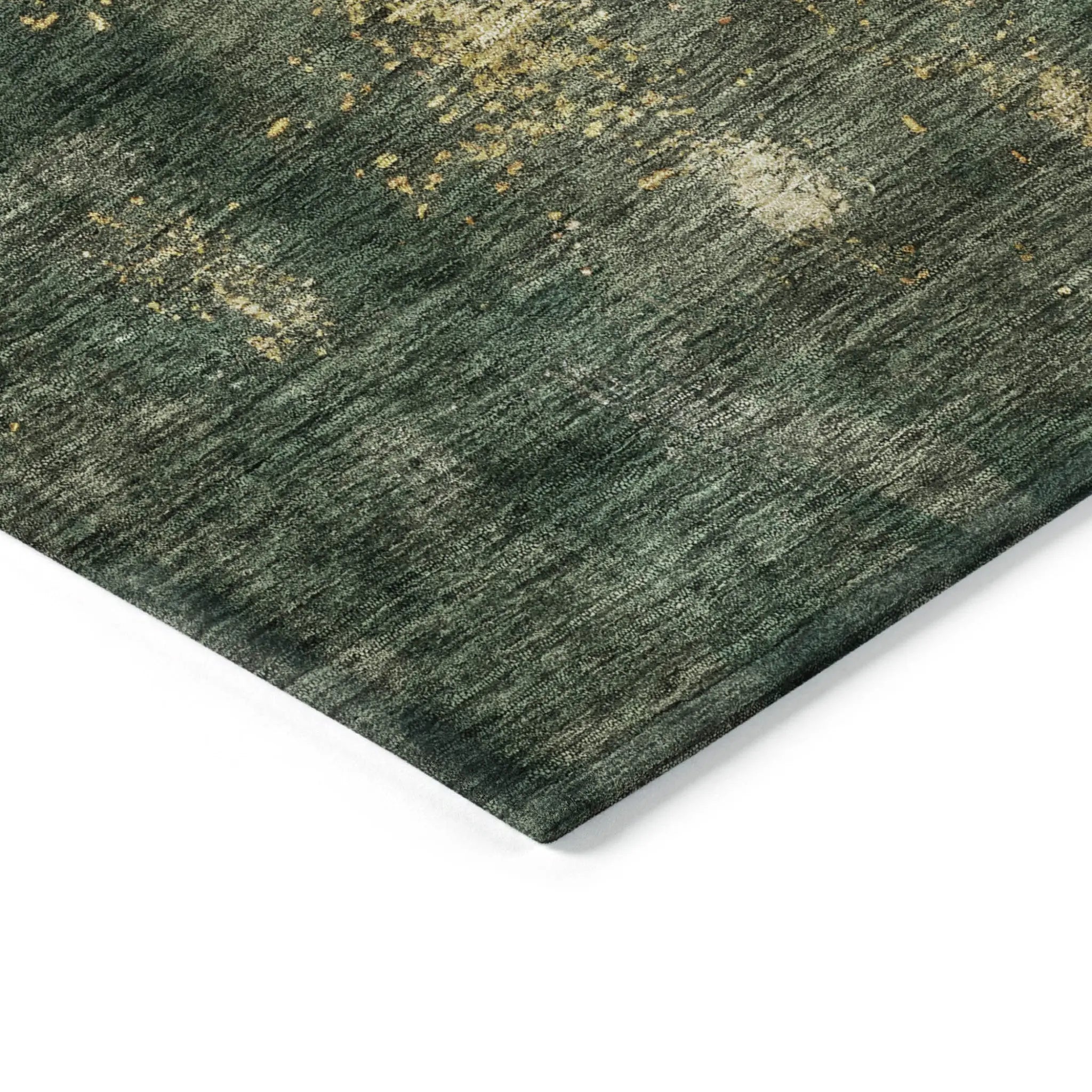 9' X 12' Fern Green And Gold Abstract Washable Indoor Outdoor Area Rug Homeroots Outdoor