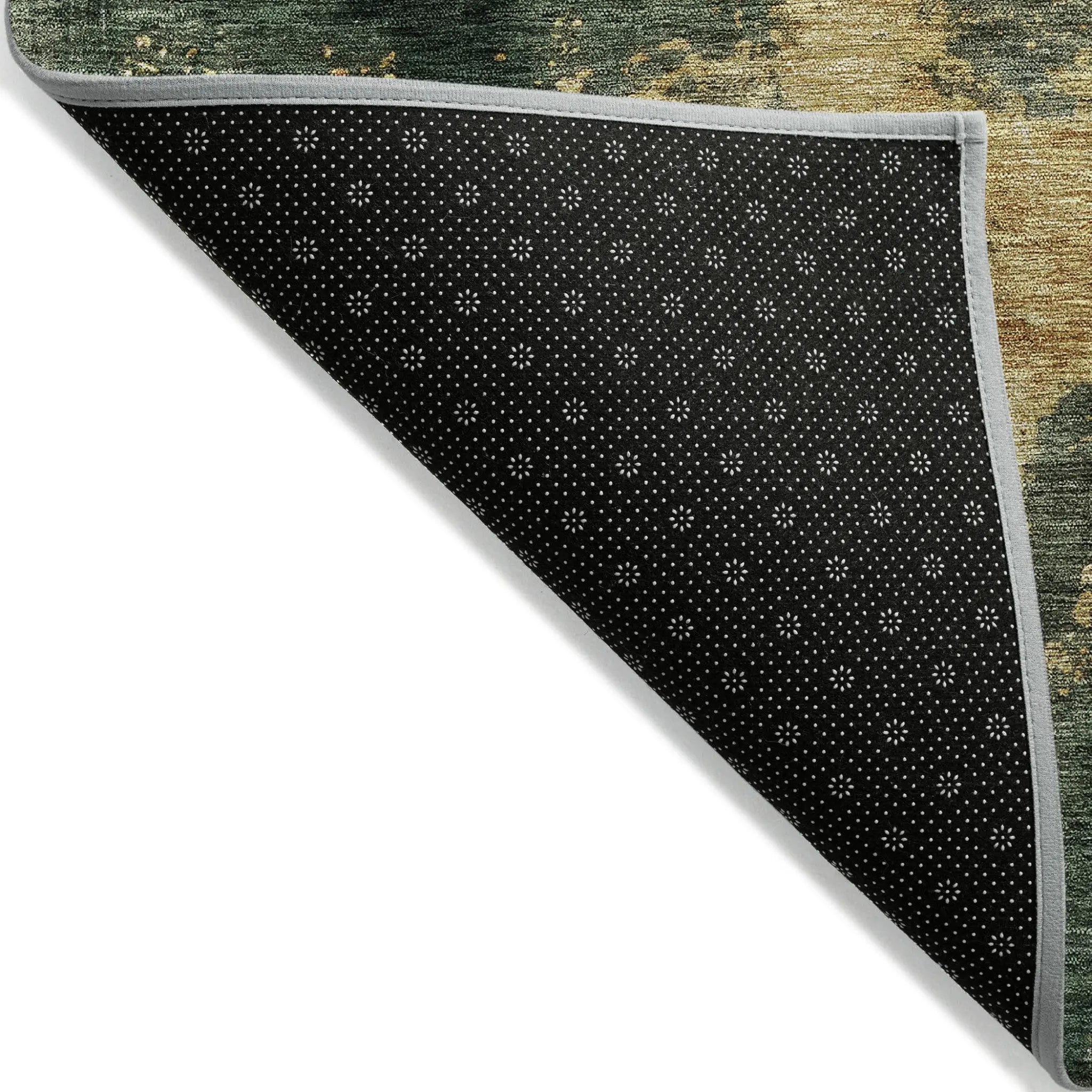9' X 12' Fern Green And Gold Abstract Washable Indoor Outdoor Area Rug Homeroots Outdoor