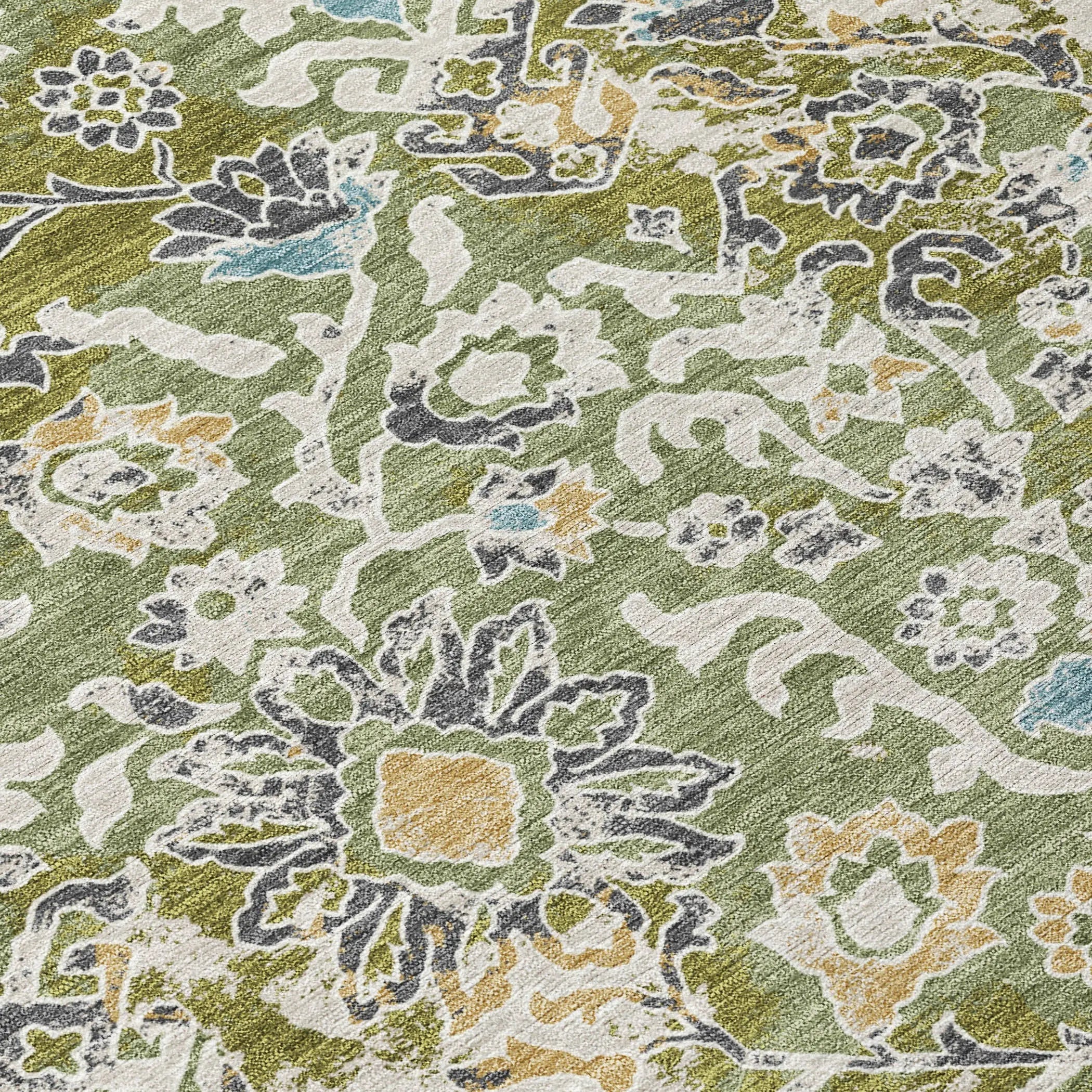 9' X 12' Fern Green And Ivory Geometric Washable Indoor Outdoor Area Rug Homeroots Outdoor