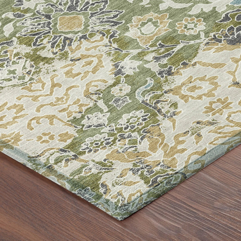 9' X 12' Fern Green And Ivory Geometric Washable Indoor Outdoor Area Rug Homeroots Outdoor