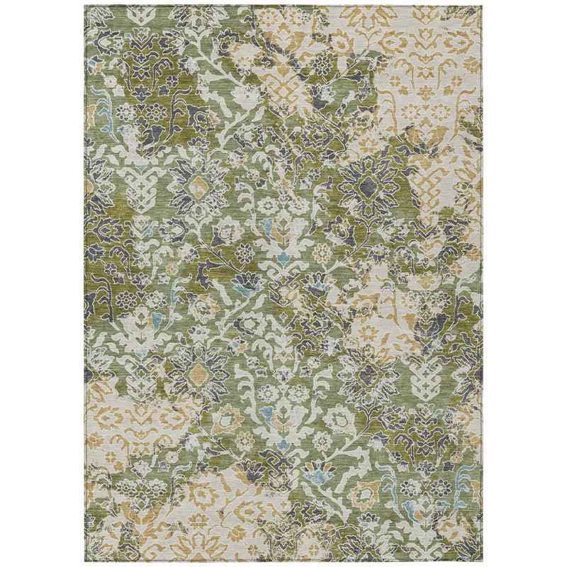 9' X 12' Fern Green And Ivory Geometric Washable Indoor Outdoor Area Rug Homeroots Outdoor