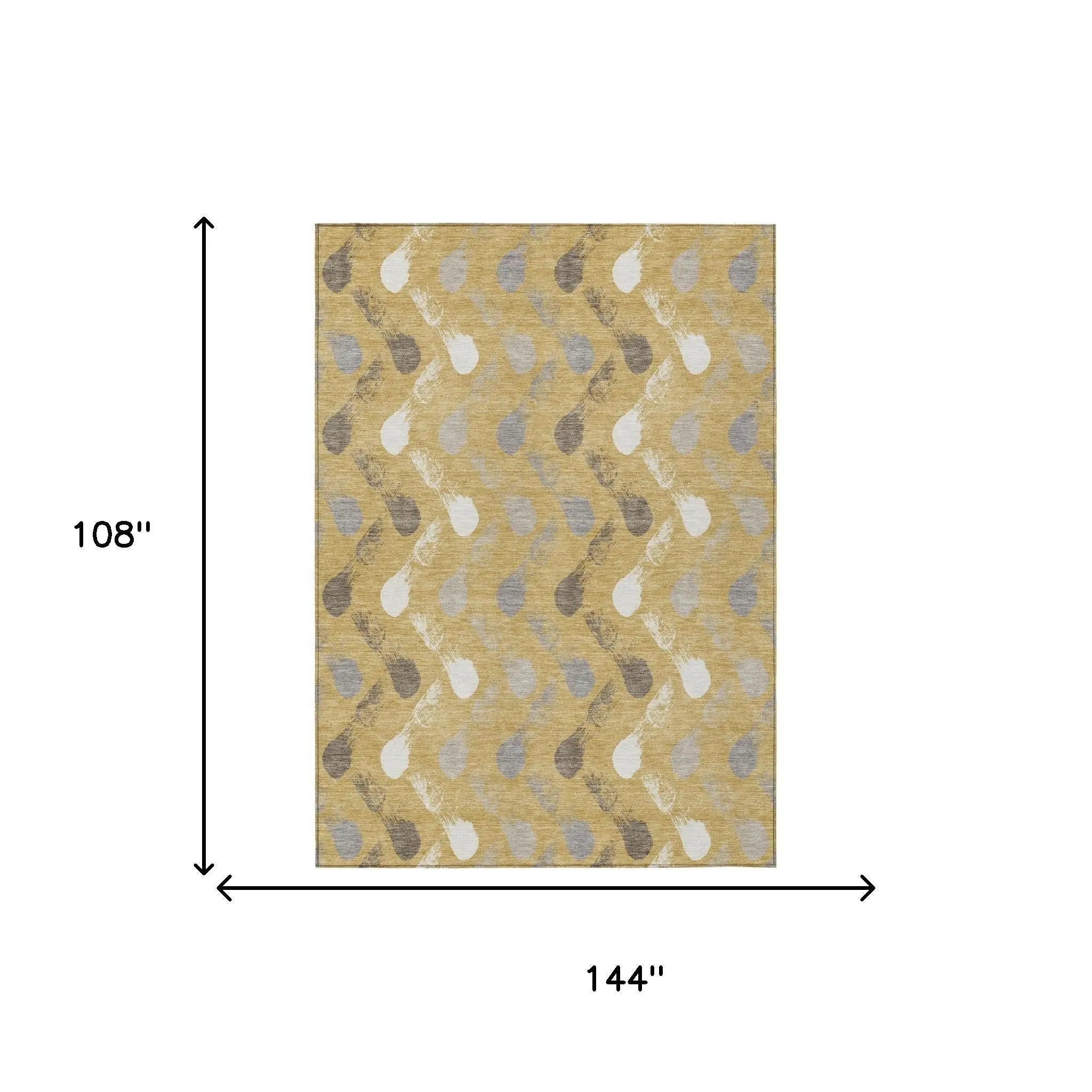 9' X 12' Gold And Beige Geometric Washable Indoor Outdoor Area Rug Homeroots Outdoor
