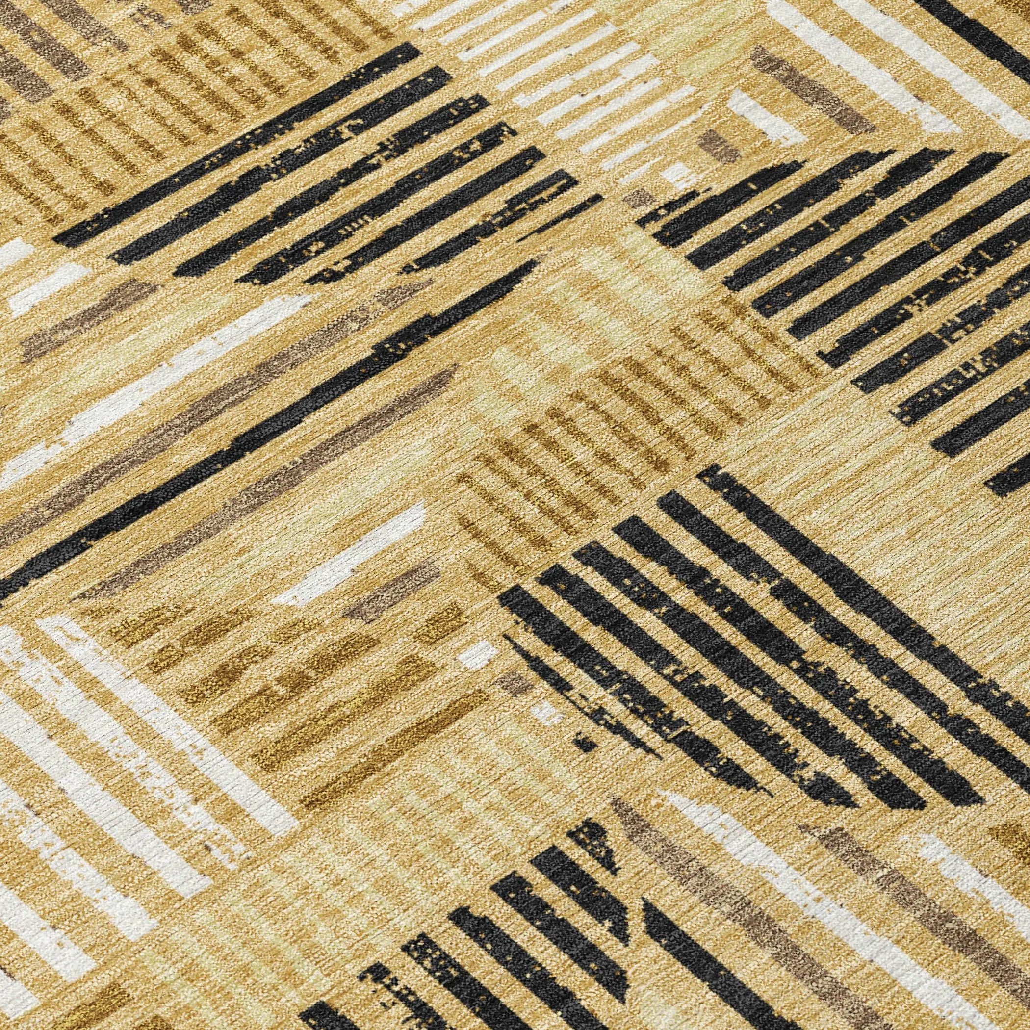 9' X 12' Gold And Blue Geometric Washable Indoor Outdoor Area Rug Homeroots Outdoor