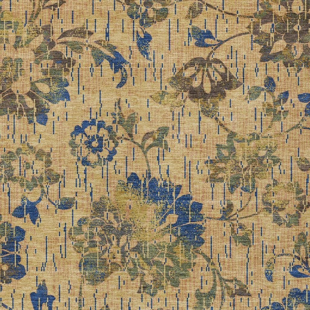 9' X 12' Gold And Brown Floral Washable Indoor Outdoor Area Rug Homeroots Outdoor