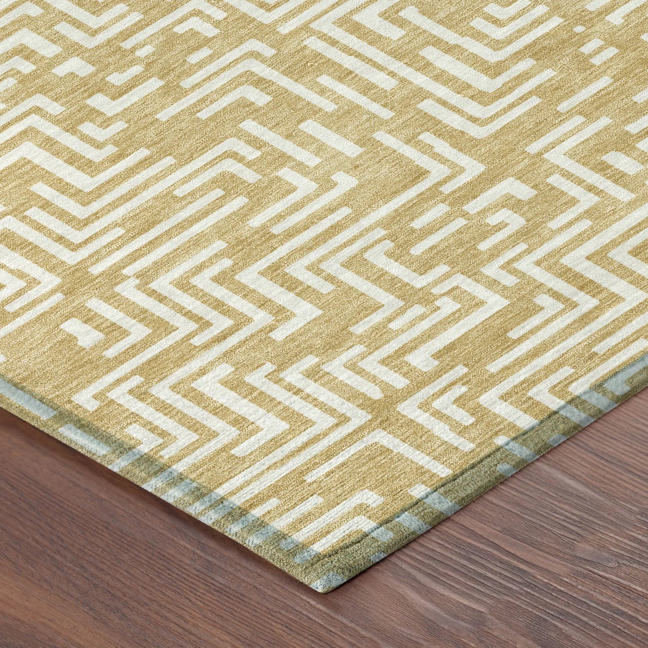 9' X 12' Gold And Brown Geometric Washable Indoor Outdoor Area Rug Homeroots Outdoor