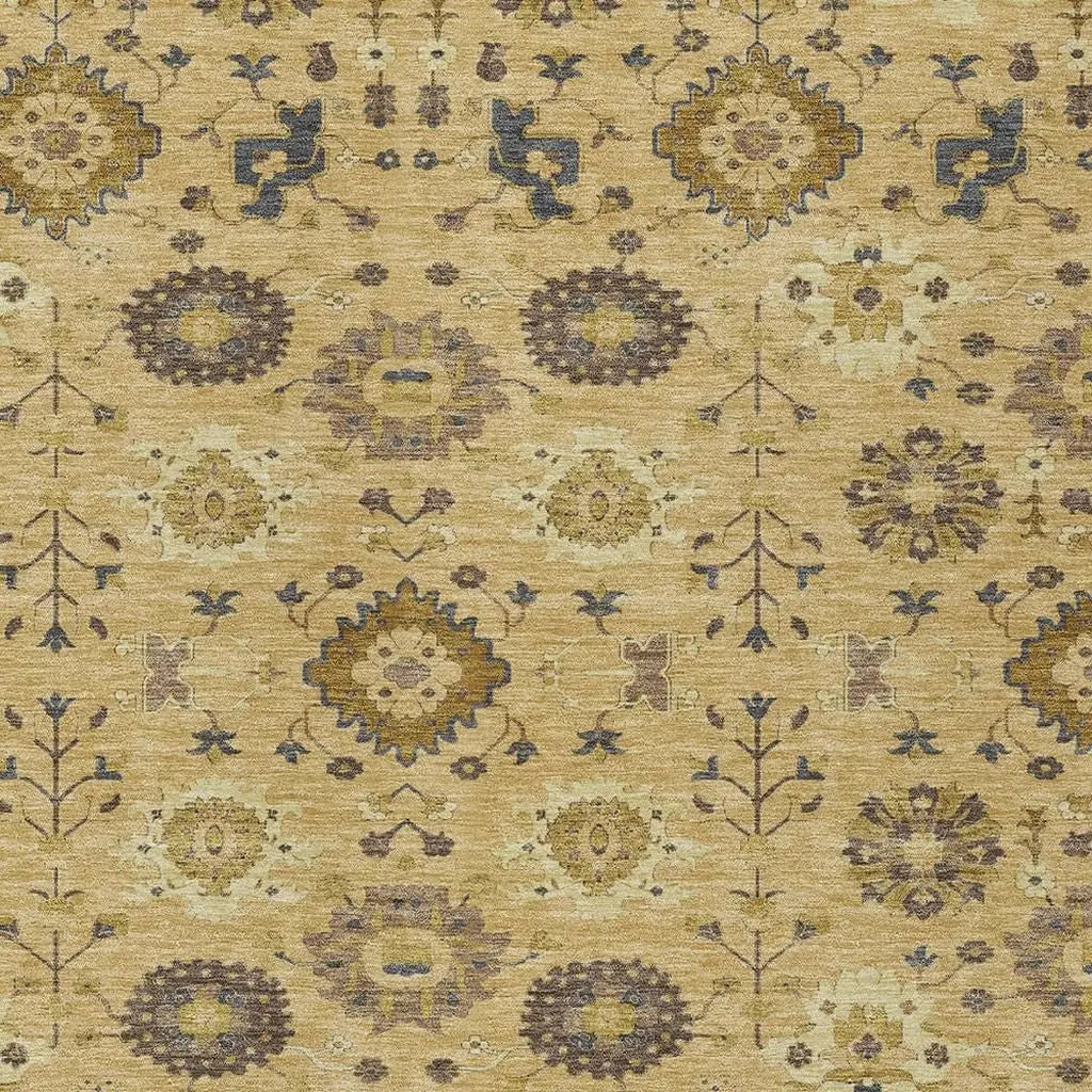 9' X 12' Gold And Brown Geometric Washable Indoor Outdoor Area Rug Homeroots Outdoor