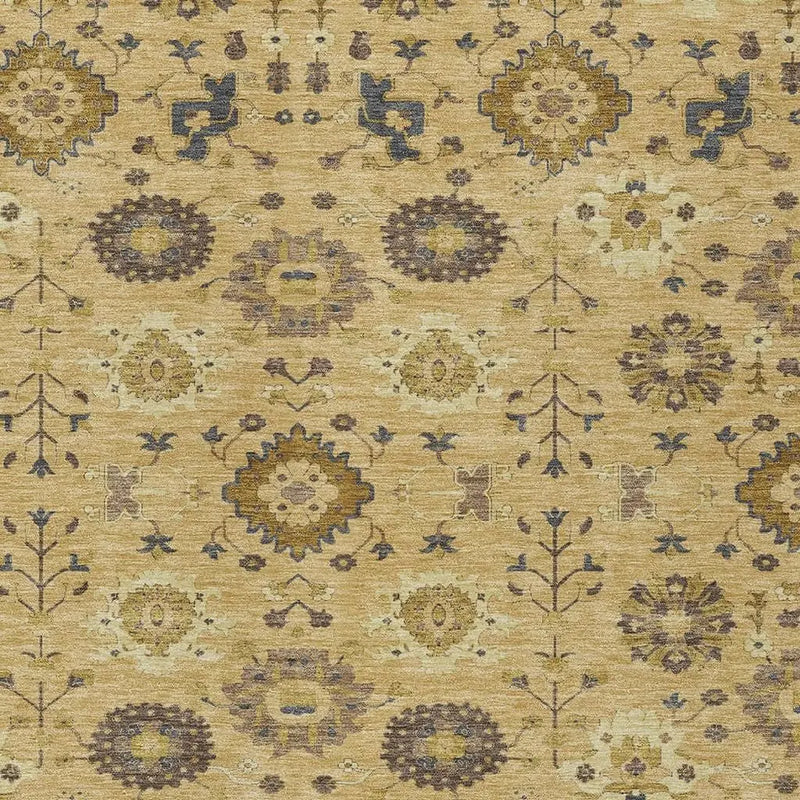 9' X 12' Gold And Brown Geometric Washable Indoor Outdoor Area Rug Homeroots Outdoor