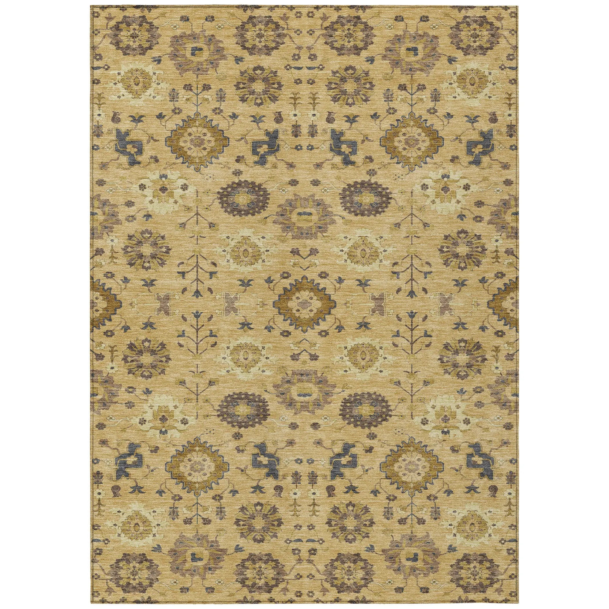 9' X 12' Gold And Brown Geometric Washable Indoor Outdoor Area Rug Homeroots Outdoor