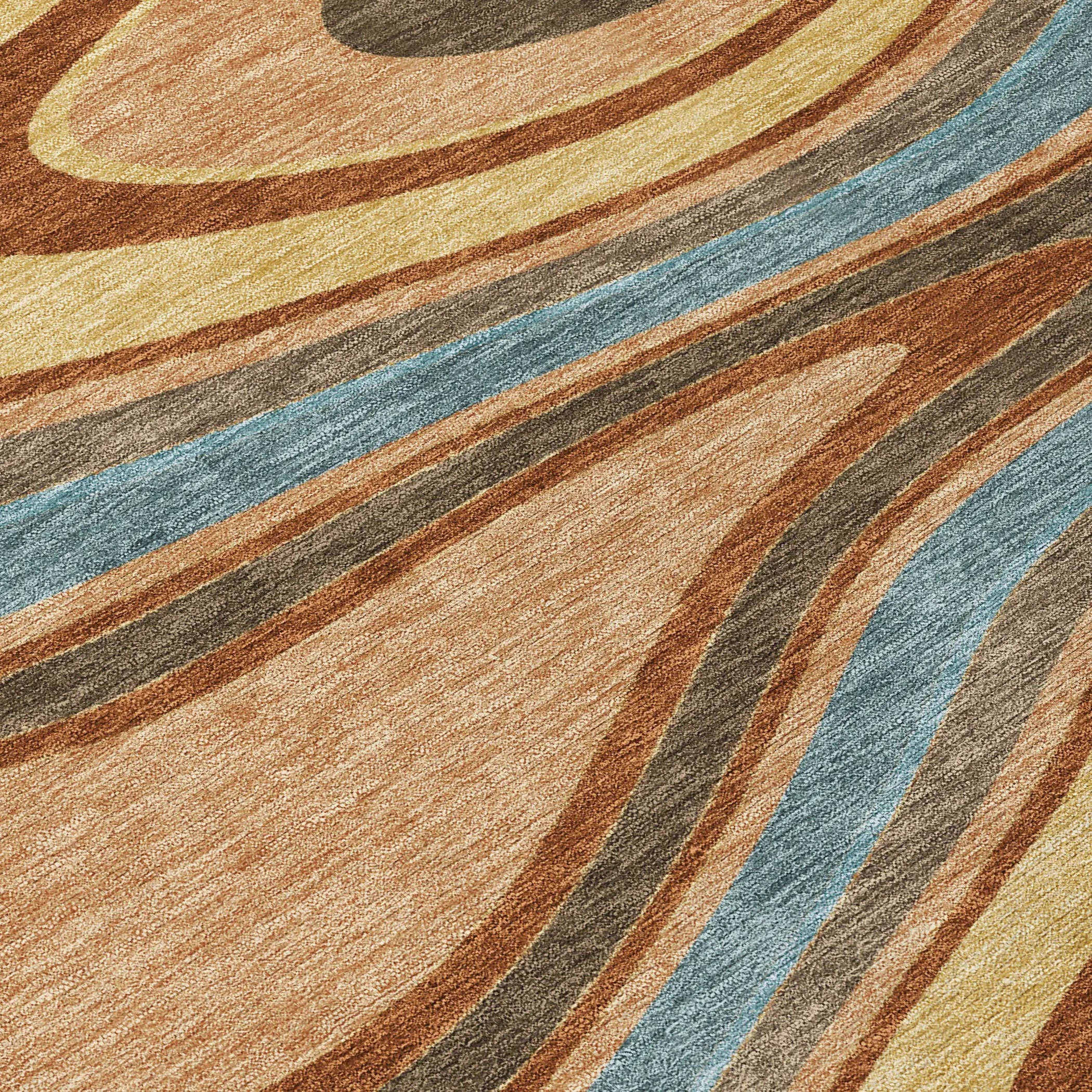 9' X 12' Gold And Copper Abstract Washable Indoor Outdoor Area Rug Homeroots Outdoor