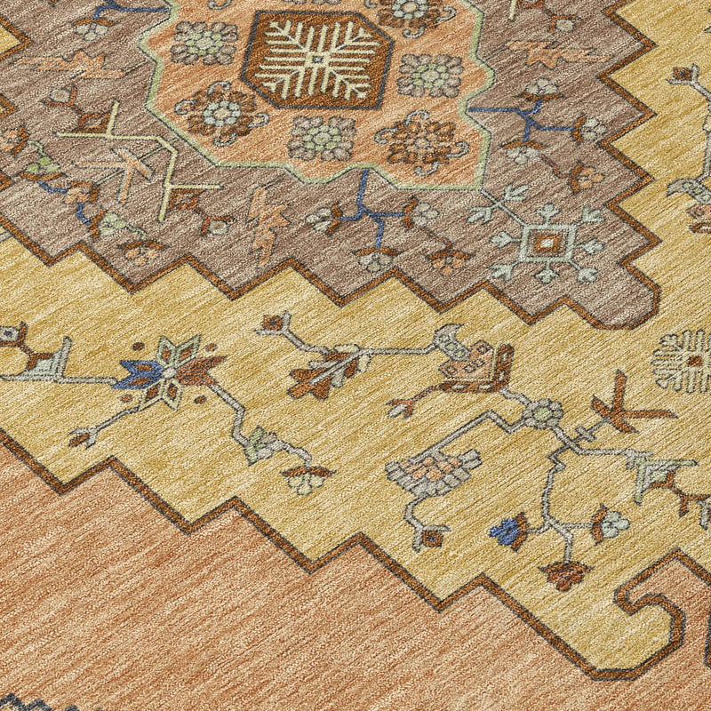 9' X 12' Gold And Copper Geometric Washable Indoor Outdoor Area Rug Homeroots Outdoor