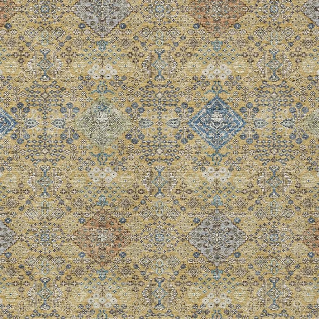 9' X 12' Gold And Copper Oriental Washable Indoor Outdoor Area Rug Homeroots Outdoor