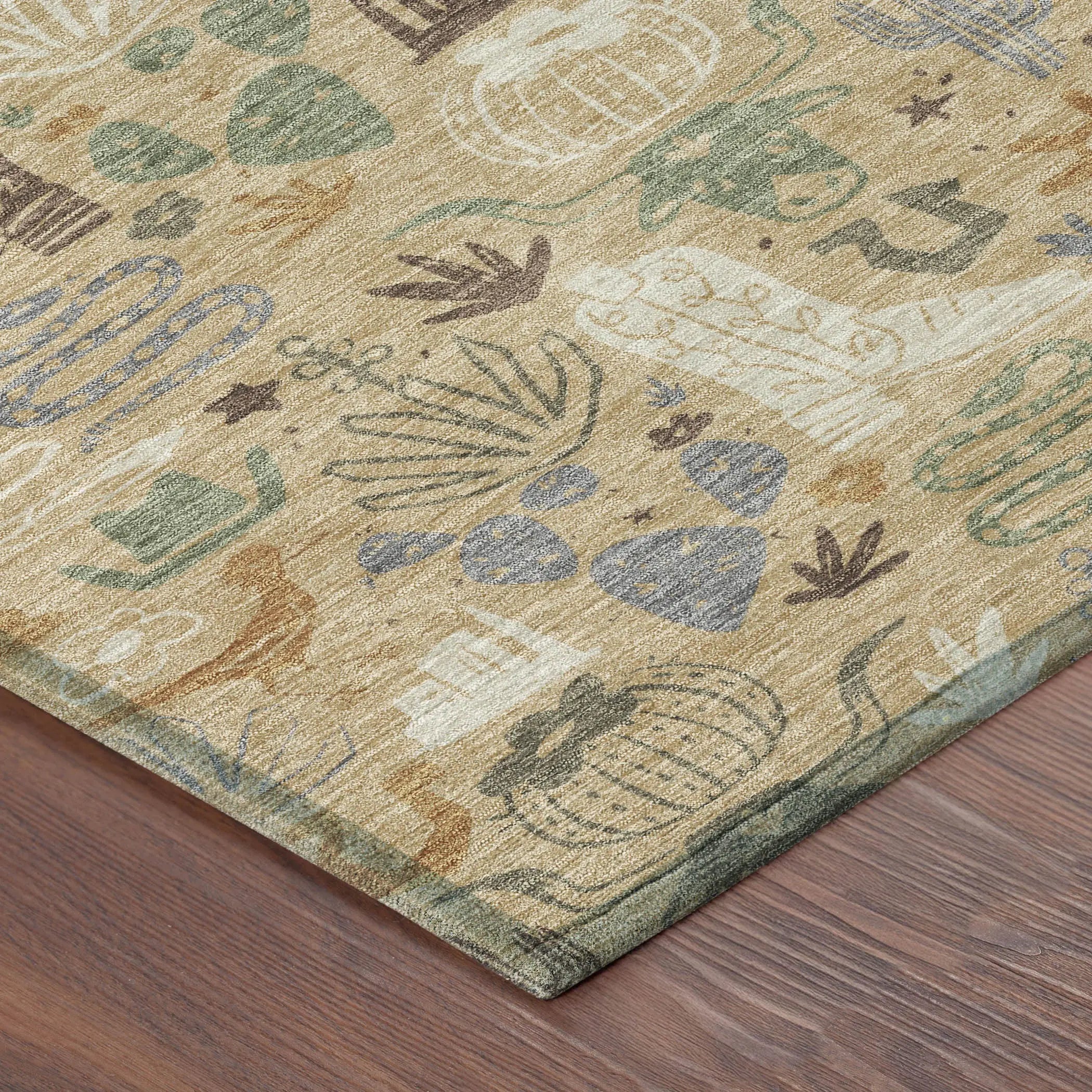 9' X 12' Gold And Ivory Cactus Washable Indoor Outdoor Area Rug Homeroots Outdoor