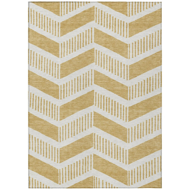 9' X 12' Gold And Linen Geometric Washable Indoor Outdoor Area Rug Homeroots Outdoor