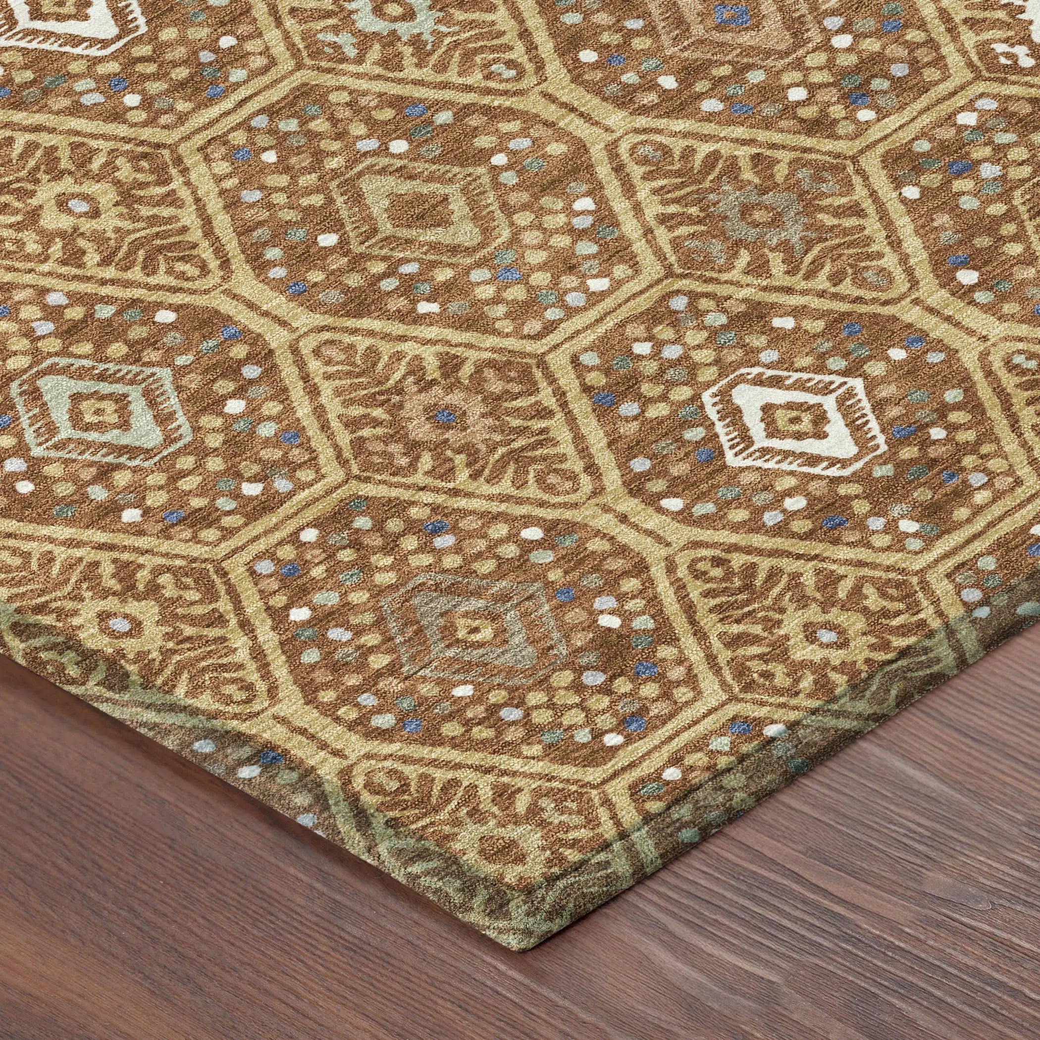 9' X 12' Gold And Orange Geometric Washable Indoor Outdoor Area Rug Homeroots Outdoor