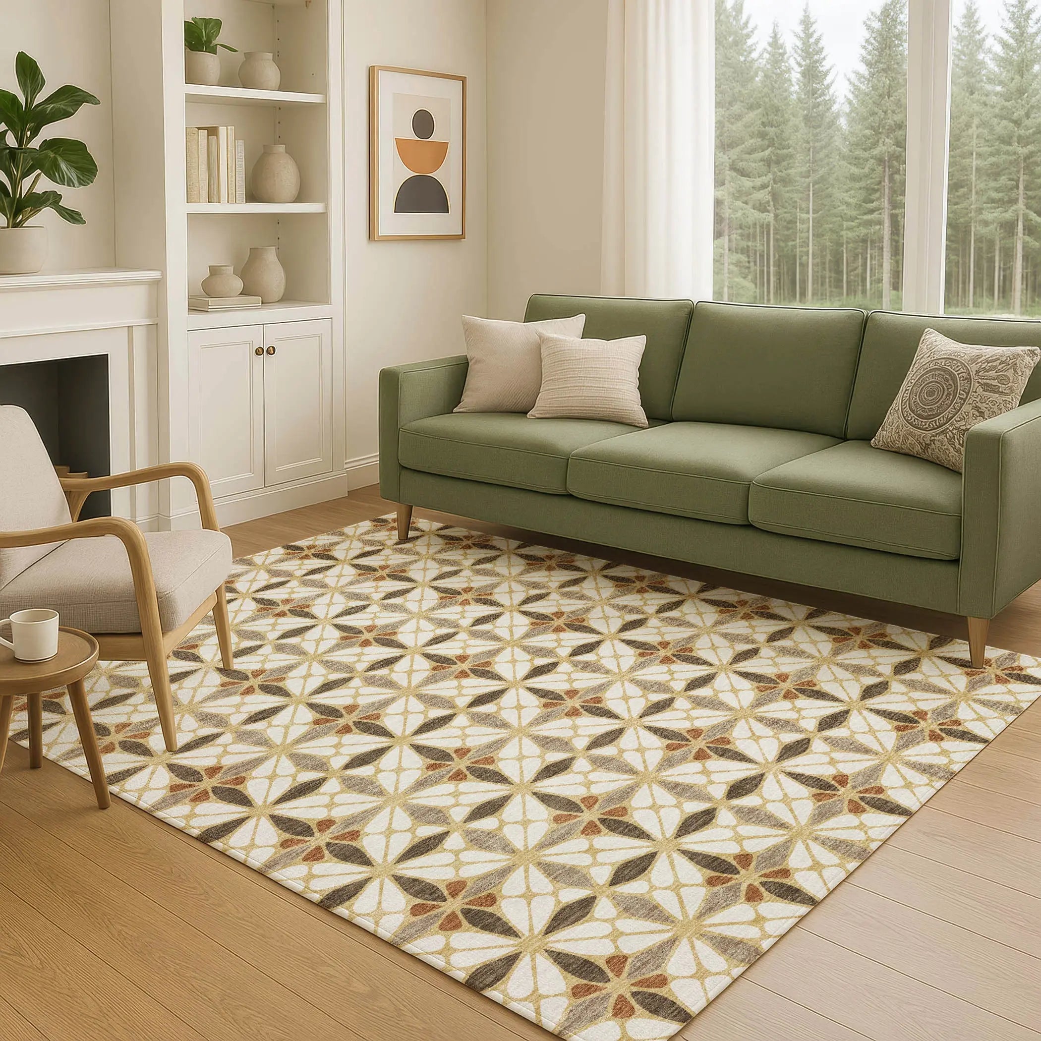 9' X 12' Gold And Orange Geometric Washable Indoor Outdoor Area Rug Homeroots Outdoor