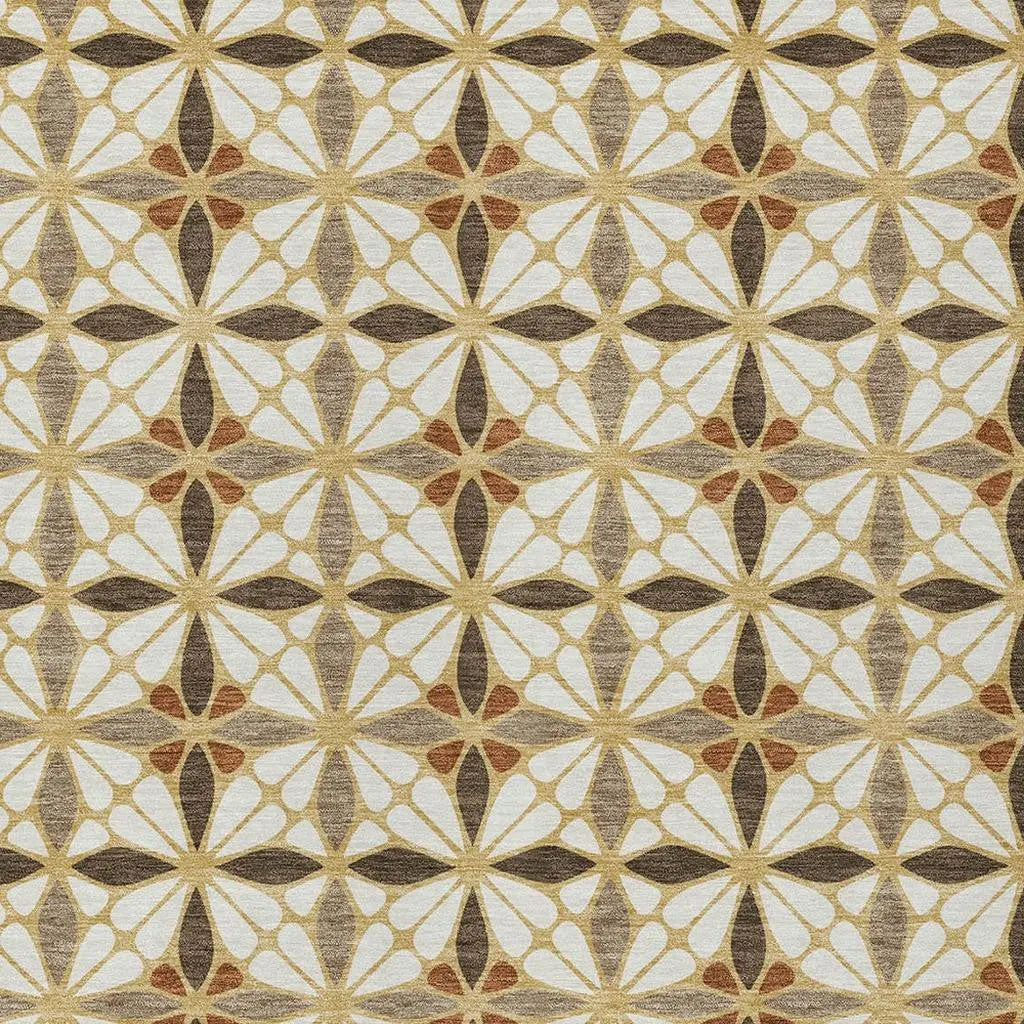 9' X 12' Gold And Orange Geometric Washable Indoor Outdoor Area Rug Homeroots Outdoor