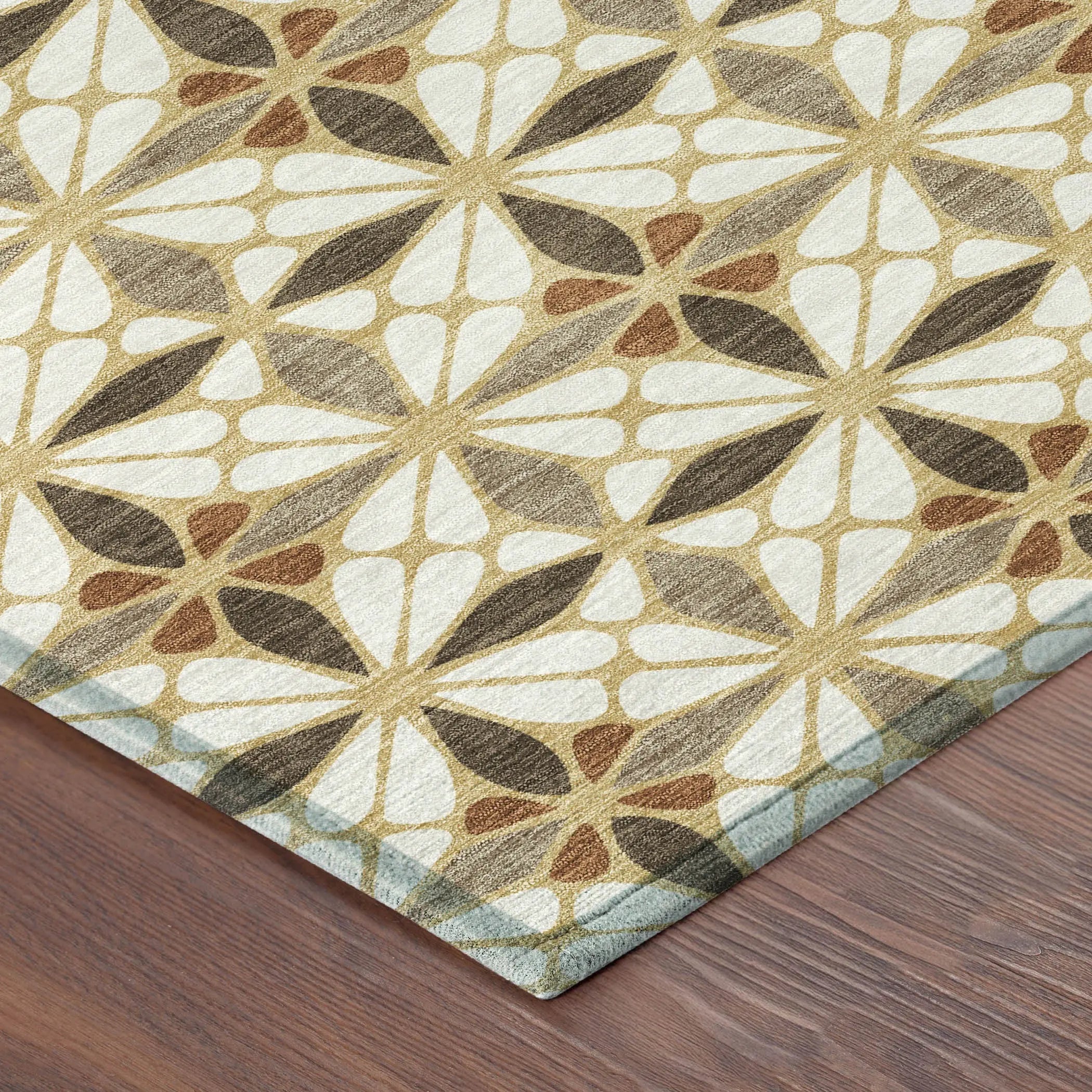 9' X 12' Gold And Orange Geometric Washable Indoor Outdoor Area Rug Homeroots Outdoor