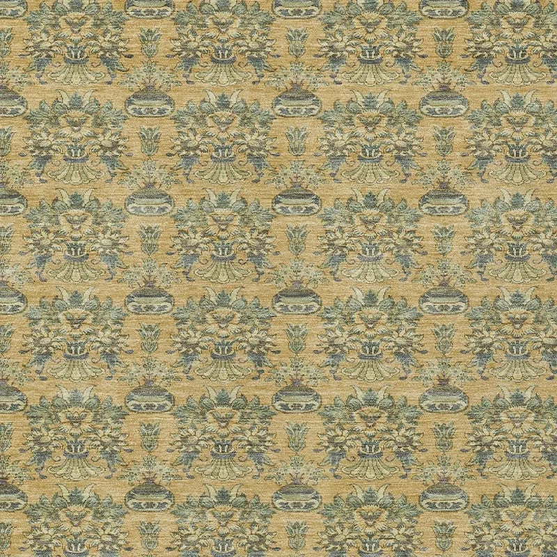 9' X 12' Gold And Silver Floral Washable Indoor Outdoor Area Rug Homeroots Outdoor