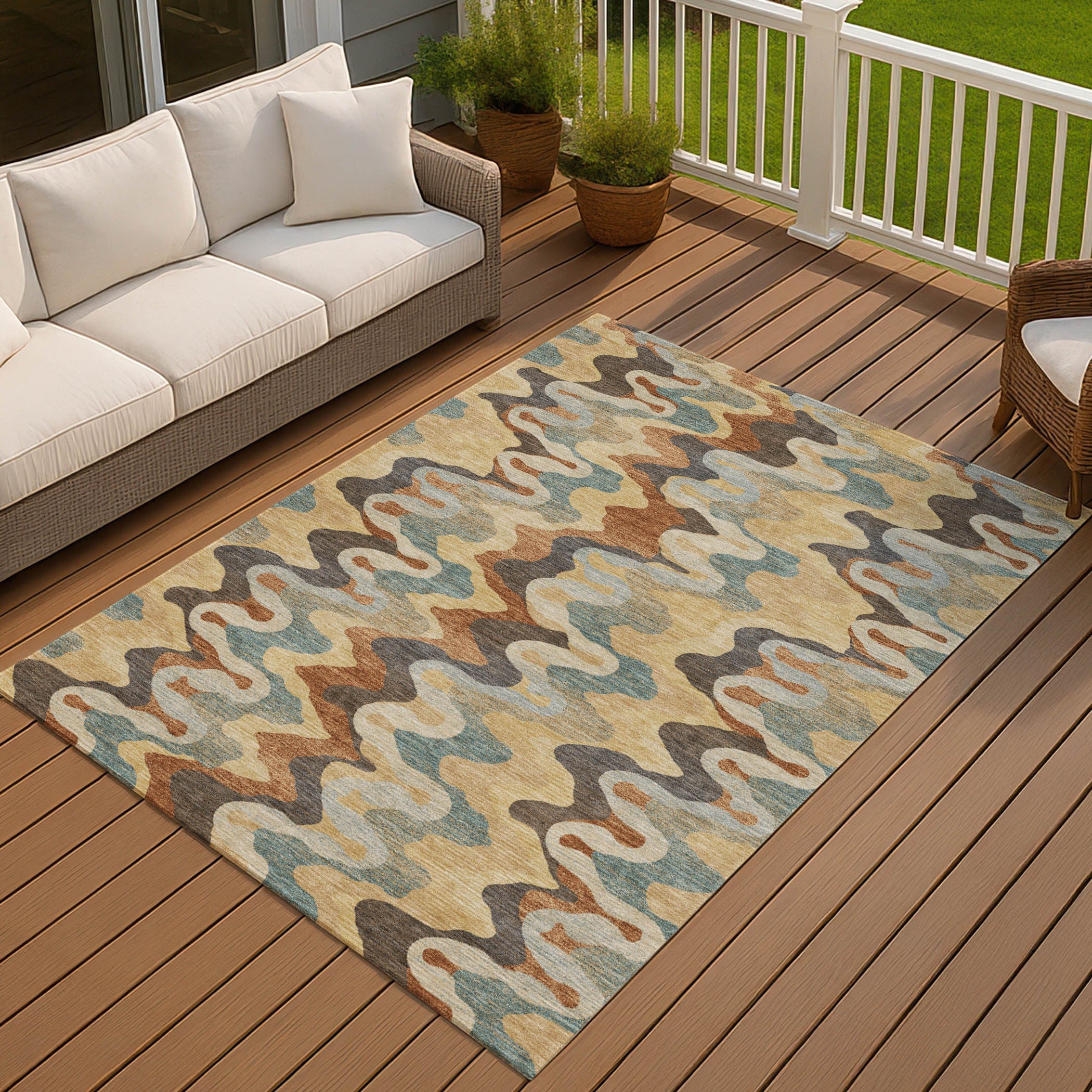 9' X 12' Gold And Wheat Abstract Washable Indoor Outdoor Area Rug Homeroots Outdoor