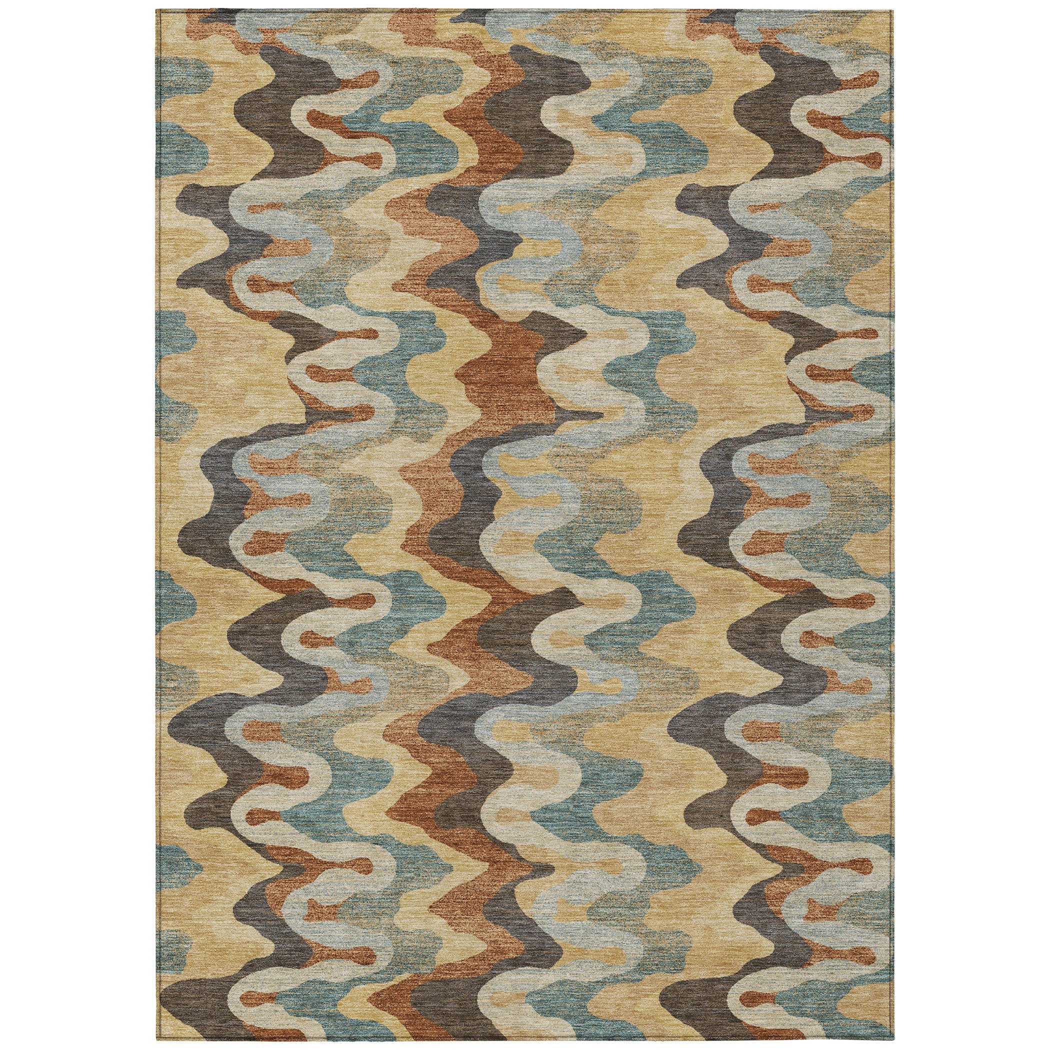 9' X 12' Gold And Wheat Abstract Washable Indoor Outdoor Area Rug Homeroots Outdoor