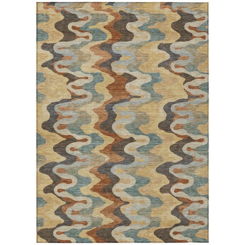 9' X 12' Gold And Wheat Abstract Washable Indoor Outdoor Area Rug Homeroots Outdoor