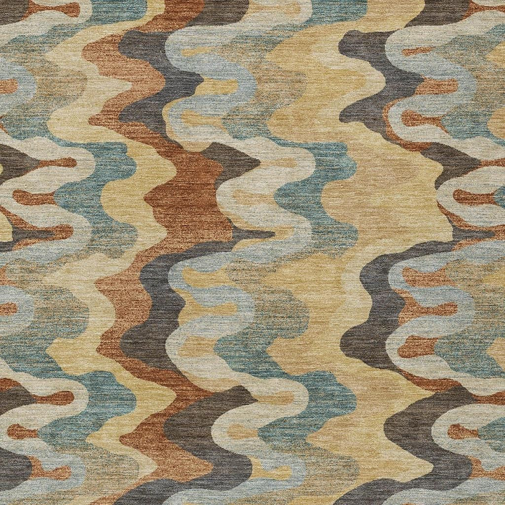 9' X 12' Gold And Wheat Abstract Washable Indoor Outdoor Area Rug Homeroots Outdoor