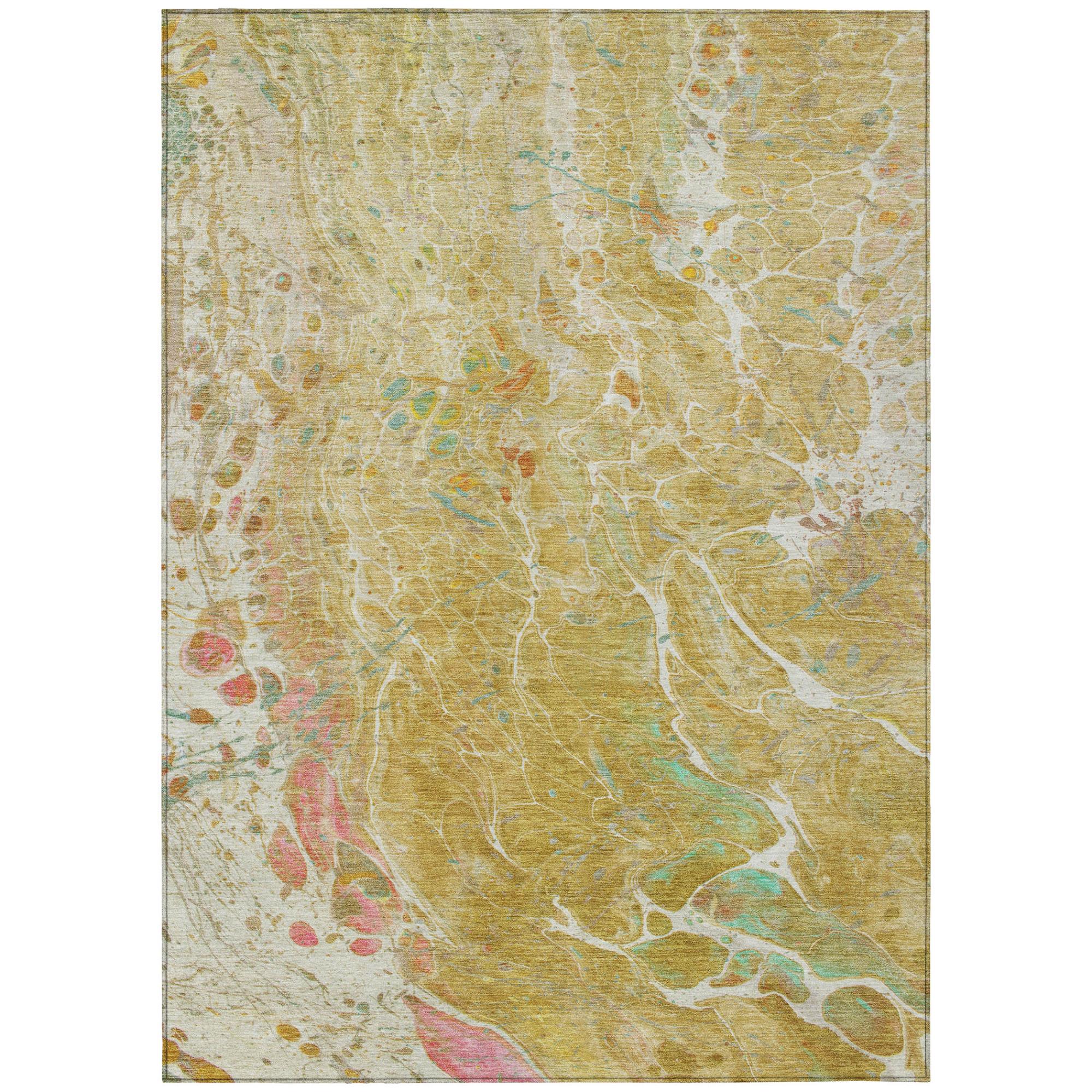 9' X 12' Gold And Wheat Abstract Washable Indoor Outdoor Area Rug Homeroots Outdoor