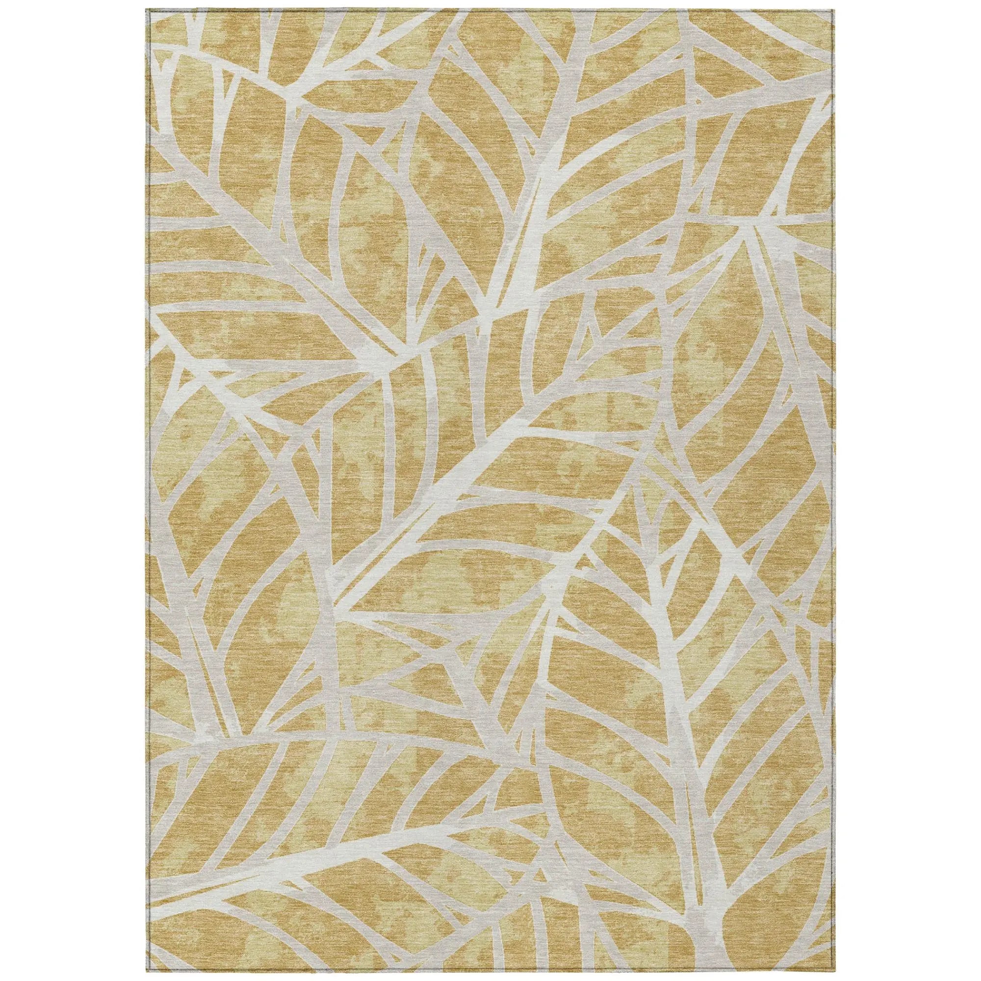9' X 12' Gold And Wheat Floral Washable Indoor Outdoor Area Rug Homeroots Outdoor
