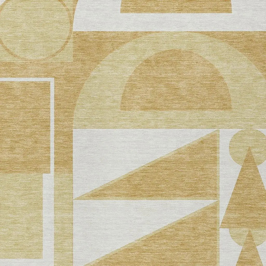 9' X 12' Gold And Wheat Geometric Washable Indoor Outdoor Area Rug Homeroots Outdoor