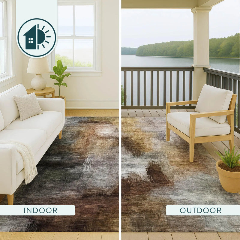 9' X 12' Granite Gray And Gray Abstract Washable Indoor Outdoor Area Rug Homeroots Outdoor