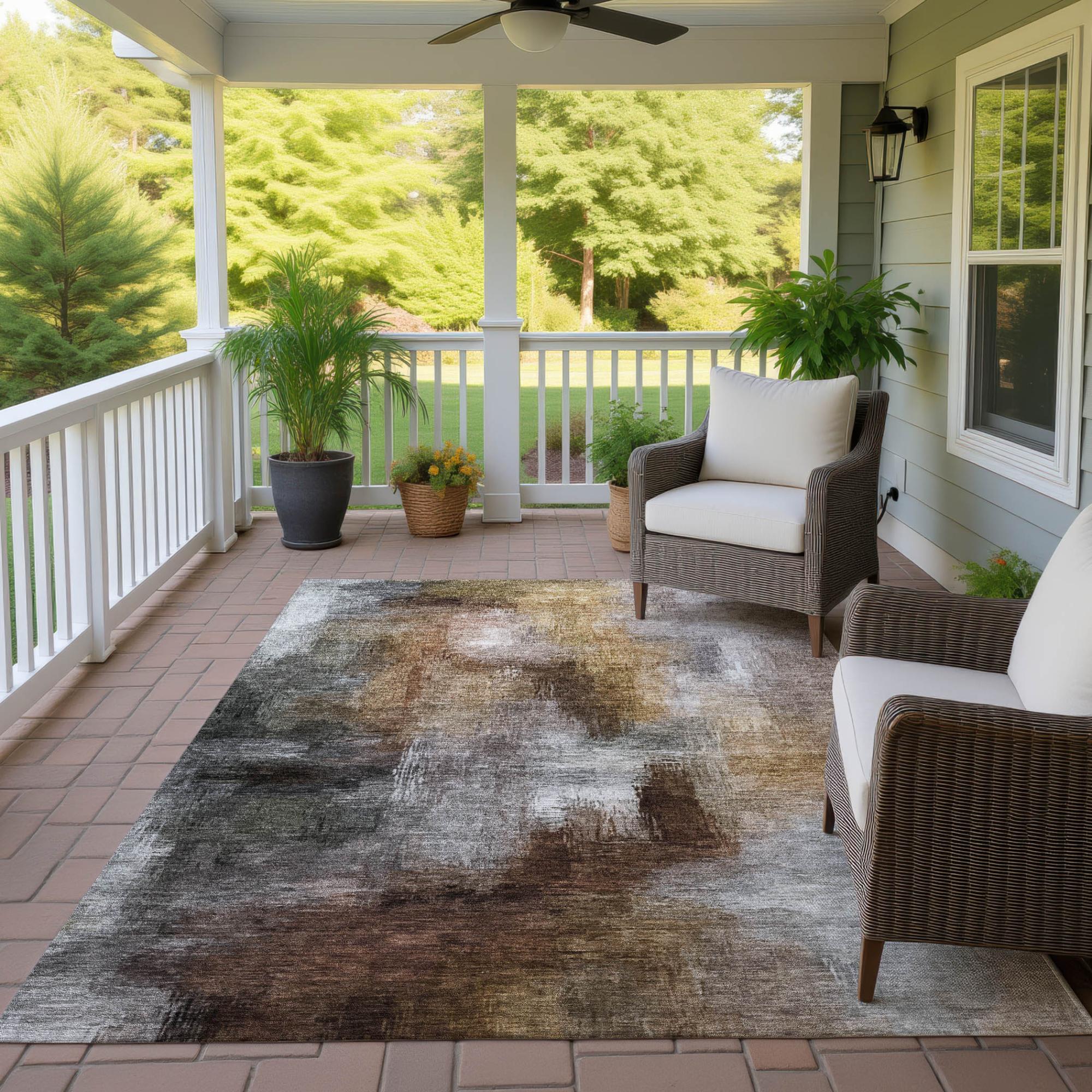 9' X 12' Granite Gray And Gray Abstract Washable Indoor Outdoor Area Rug Homeroots Outdoor